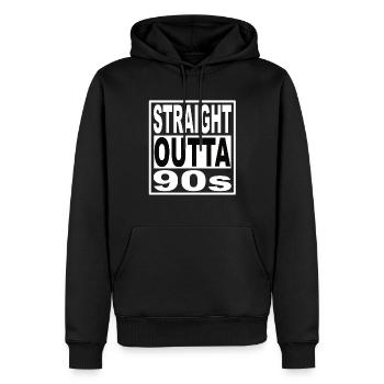 90s 90s 90s fashion 90s party 90s - Sweat à capuche Premium bio Homme - noir - Devant - Nico (187cm)