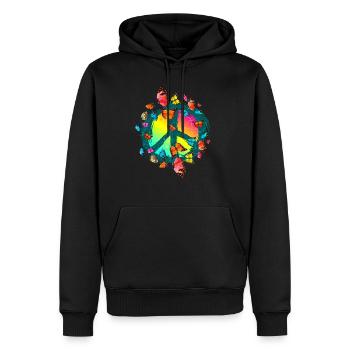 Hippie Schmetterlinge Hippies Flower Power 60s - Männer Premium Bio Hoodie - Schwarz - Vorne - Nico (187cm)