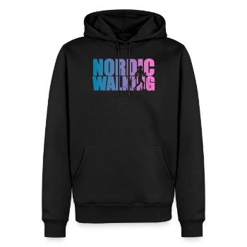 Nordic Walking Walker Frau Mit Stöckern Geschenk - Männer Premium Bio Hoodie - Schwarz - Vorne - Nico (187cm)