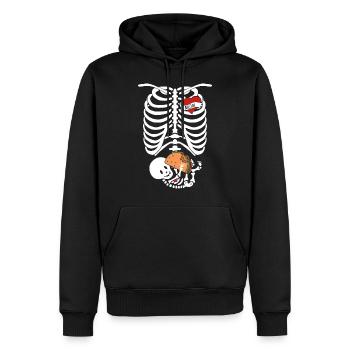Schwangerschaftsankündigung Halloween Kostüm Skelett - Männer Premium Bio Hoodie - Schwarz - Vorne - Nico (187cm)