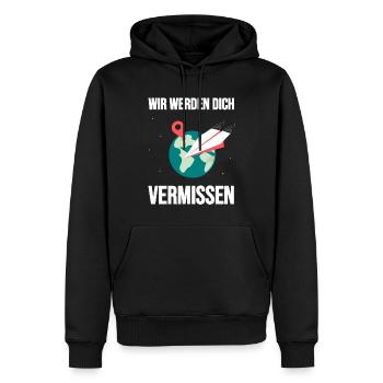 Tu te manqueras De dire adieu à l’émigration - Sweat à capuche Premium bio Homme - noir - Devant - Nico (187cm)