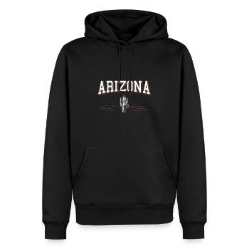 Arizona - Männer Premium Bio Hoodie - Schwarz - Vorne - Nico (187cm)
