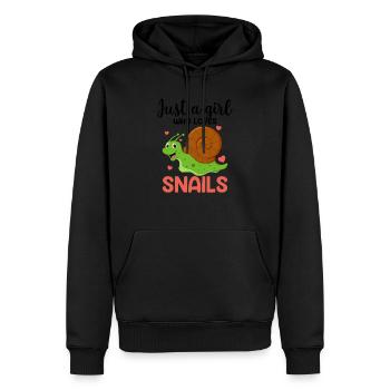 Juste une fille qui aime les escargots drôles d'escargots - Sweat à capuche Premium bio Homme - noir - Devant - Nico (187cm)