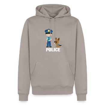 police - Sweat à capuche Premium bio Homme - taupe - Devant - Nico (187cm)