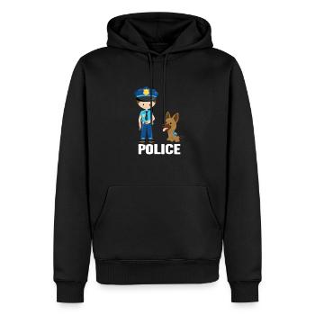 police - Sweat à capuche Premium bio Homme - noir - Devant - Nico (187cm)