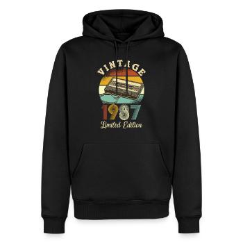 Vintage 1987 - Sweat à capuche Premium bio Homme - noir - Devant - Nico (187cm)