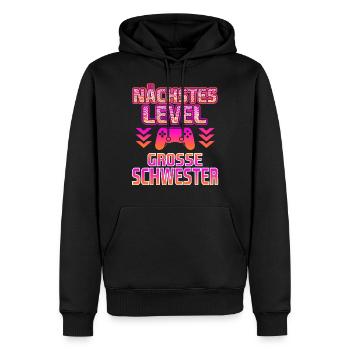 Nächstes Level ich werde große Schwester - Männer Premium Bio Hoodie - Schwarz - Vorne - Nico (187cm)