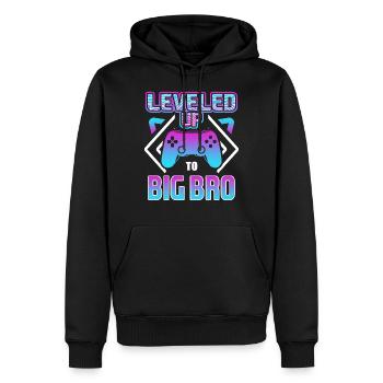 Niveau grand frère - je vais être un grand frère - Sweat à capuche Premium bio Homme - noir - Devant - Nico (187cm)