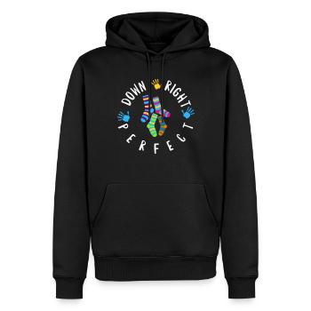 Down Syndrome Awareness Right Perfect Colorful - Men’s Premium Organic Hoodie - black - Front - Nico (187cm)
