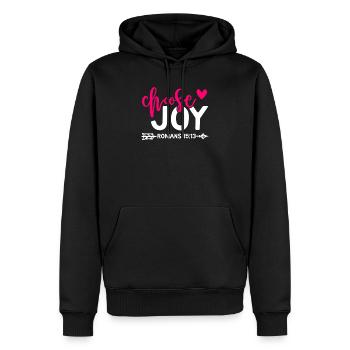 Christian Choose Joy Quote Netter rosa Bibelvers - Männer Premium Bio Hoodie - Schwarz - Vorne - Nico (187cm)