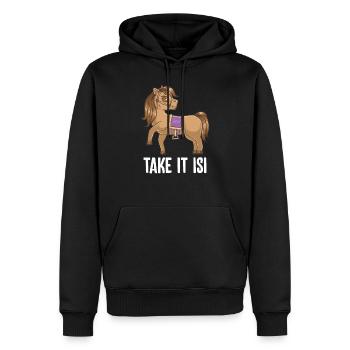 Take it Isi Isländer Islandpferd Spruch Pferd - Männer Premium Bio Hoodie - Schwarz - Vorne - Nico (187cm)