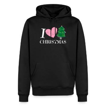 I Love Christmas - Xmas X-Mas Geschenkidee Herz - Männer Premium Bio Hoodie - Schwarz - Vorne - Nico (187cm)