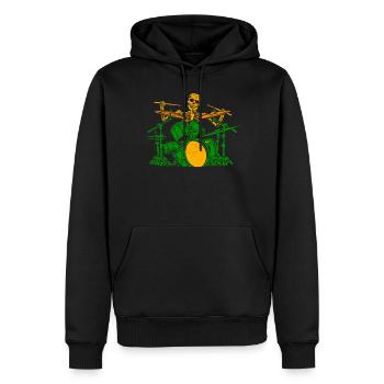 Squelette batteur batteurs batteurs Halloween - Sweat à capuche Premium bio Homme - noir - Devant - Nico (187cm)
