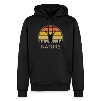 Nature Nature Deer Naturkind Deer Hunting Hunt - Men’s Premium Organic Hoodie - black - Front - Nico (187cm)