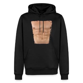 Faux muscle homme fitness mâle corps - Sweat à capuche Premium bio Homme - noir - Devant - Nico (187cm)