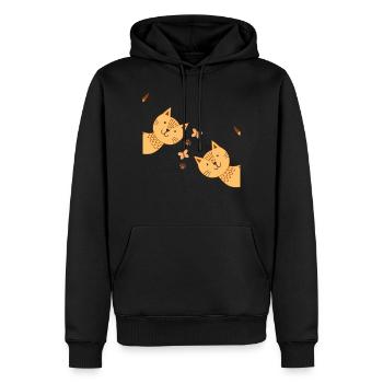 Katze Katzenpfote Katzengesicht Zwei Katzen - Männer Premium Bio Hoodie - Schwarz - Vorne - Nico (187cm)