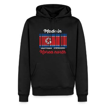 drapeau de code à barres corée nord - Sweat à capuche Premium bio Homme - noir - Devant - Nico (187cm)