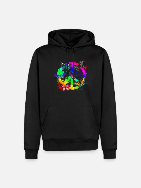 Hippie Schmetterlinge Hippies Flower Power 60s - Männer Premium Bio Hoodie - Schwarz