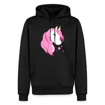 Licorne rose mignonne - Sweat à capuche Premium bio Homme - noir - Devant - Nico (187cm)
