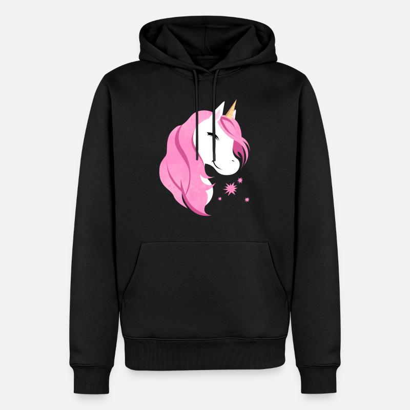 Pink Einhorn Niedlich - Männer Premium Bio Hoodie - Schwarz