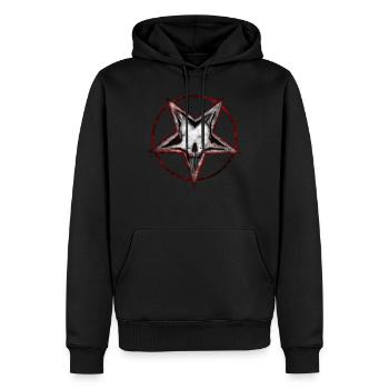 Idée cadeau paganisme pentagram crâne os - Sweat à capuche Premium bio Homme - noir - Devant - Nico (187cm)