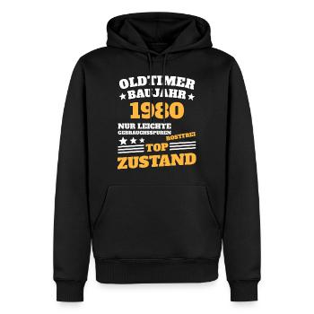 40.Geburtstag 1980 Oldtimer - Männer Premium Bio Hoodie - Schwarz - Vorne - Nico (187cm)