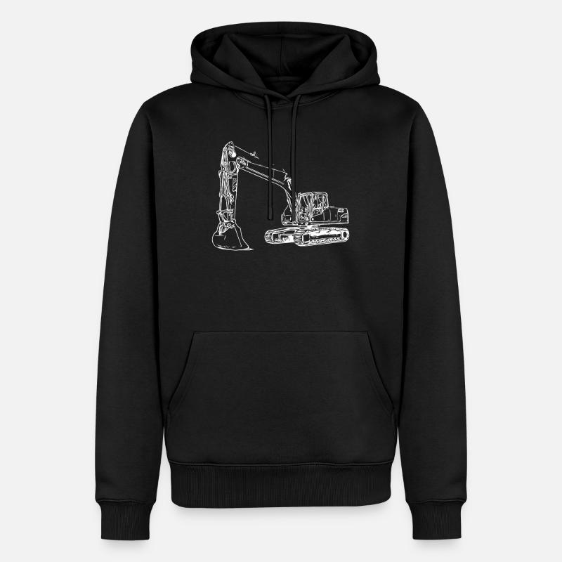 Machine de construction de dragage - Sweat à capuche Premium bio Homme - noir