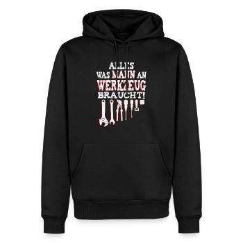 Männer Werkzeug - Männer Premium Bio Hoodie - Schwarz - Vorne - Nico (187cm)