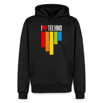 I love Techno - Männer Premium Bio Hoodie - Schwarz - Vorne - Nico (187cm)