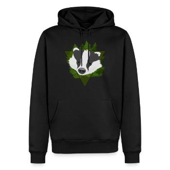 Dachs im Wald - Frechdachs Comicstil Geschenkidee - Männer Premium Bio Hoodie - Schwarz - Vorne - Nico (187cm)