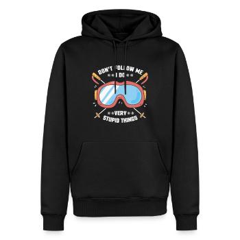 Faire du ski - Sweat à capuche Premium bio Homme - noir - Devant - Nico (187cm)