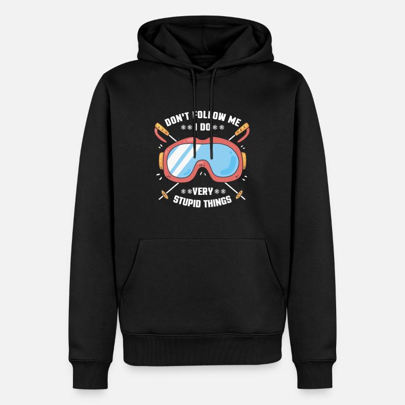 Faire du ski - Sweat à capuche Premium bio Homme - noir