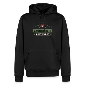 Jagdschein bestanden Geschenk für Jäger - Männer Premium Bio Hoodie - Schwarz - Vorne - Nico (187cm)