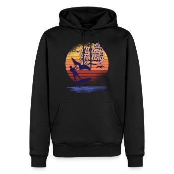 Cadeau de surf vintage Wing Foiling - Sweat à capuche Premium bio Homme - noir - Devant - Nico (187cm)