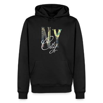 New York New York City - Sweat à capuche Premium bio Homme - noir - Devant - Nico (187cm)
