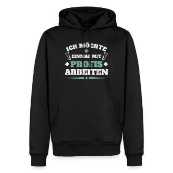 Einmal mit Profis arbeiten - Männer Premium Bio Hoodie - Schwarz - Vorne - Nico (187cm)