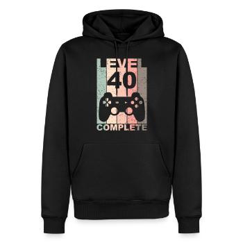 40e anniversaire 40 ans cadeau complet de niveau - Sweat à capuche Premium bio Homme - noir - Devant - Nico (187cm)