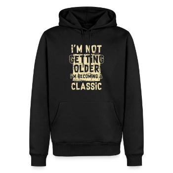 Older Becoming Classic - Men’s Premium Organic Hoodie - black - Front - Nico (187cm)