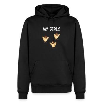 Idée cadeau drôle de poulets fermiers - Sweat à capuche Premium bio Homme - noir - Devant - Nico (187cm)