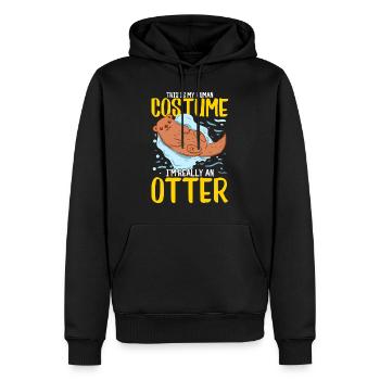 Animal loutre - Sweat à capuche Premium bio Homme - noir - Devant - Nico (187cm)