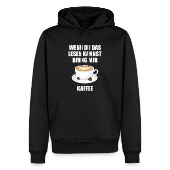 Wenn du das lesen kannst bring mir Kaffee - Männer Premium Bio Hoodie - Schwarz - Vorne - Nico (187cm)