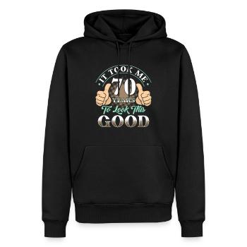 Took 70 years - Men’s Premium Organic Hoodie - black - Front - Nico (187cm)