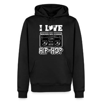 J'aime le hip hop - Sweat à capuche Premium bio Homme - noir - Devant - Nico (187cm)