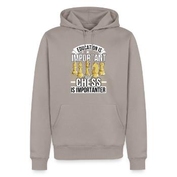 Chess Board Game - Men’s Premium Organic Hoodie - taupe - Front - Nico (187cm)