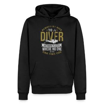 Cadeau d'apnée de plongée sous-marine - Sweat à capuche Premium bio Homme - noir - Devant - Nico (187cm)