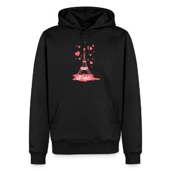 Ich liebe Paris Eiffelturm Amour Bonjour - Männer Premium Bio Hoodie - Schwarz - Vorne - Nico (187cm)