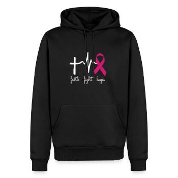 Breast cancer aware month - Funny Heart Beats - Männer Premium Bio Hoodie - Schwarz - Vorne - Nico (187cm)