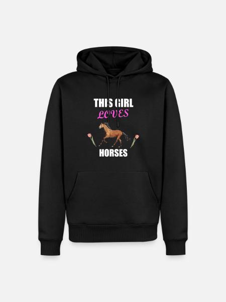Cheval chevaux cheval disant jeune fille sport équestre - Herre Premium økologisk hoodie - sort