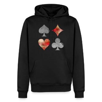 Cartes à jouer cartes jeu de cartes symboles cadeau - Sweat à capuche Premium bio Homme - noir - Devant - Nico (187cm)
