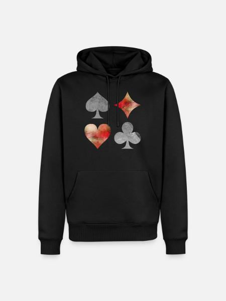 Playing cards cards deck of cards symbols gift - Men’s Premium Organic Hoodie - black